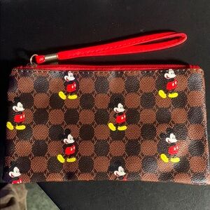 Mickey Mouse Checkered Wristlet NWOT